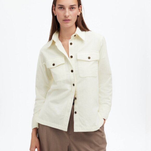 Madewell Jacket‎ Womens Corduroy Relaxed Shirt-Jacket White Western Size XS NEW - Picture 1 of 9